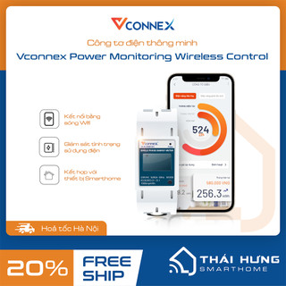 [Hỏa tốc Hà Nội] Công tơ điện tử Wifi thông minh Vconnex, kết nối app,có chứng chỉ đo lường, bảo hành 2 năm.