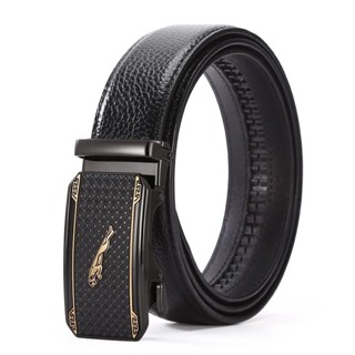 Thắt Lưng Da Nam Cao Cấp Màu Đen Vàng Sang Trọng Thời Trang Khoá Tự Động Hình Con Báo, Chữ N, H, Z