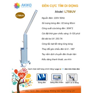 Đèn cực tím tiệt trùng di động 02 bóng 90cm l758uv akiko