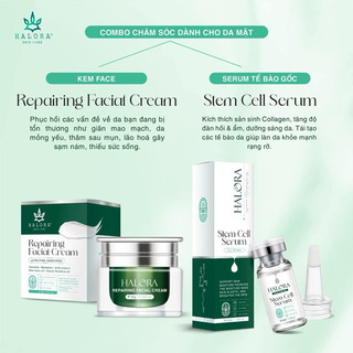 Kem dưỡng ẩm trắng da Halora [Serum tế bào gốc + Kem face dưỡng ẩm] [mẫu mới]