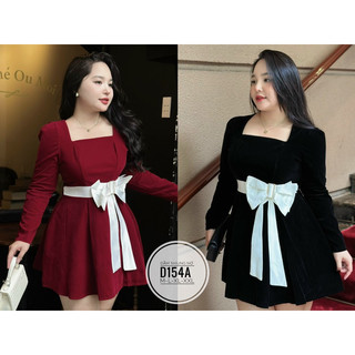 BIGSIZE Đầm nhung nơ D154A