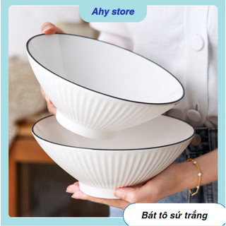 Bát, tô đựng canh, phở bằng sứ cao cấp họa tiết đơn giản sang trọng size 20 tiện lợi