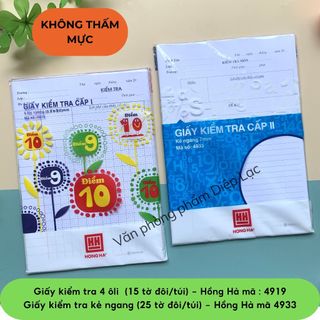   1-3 túi  Giấy kiểm tra cấp 1 cấp 2 Hồng Hà giấy kiểm tra kẻ ngang 4919 4933 - vpp Diệp Lạc 