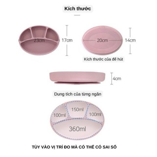 Khay chia ngăn silicon bạch kim cho bé  ăn dặm Bluemama Modui Hàn Quốc