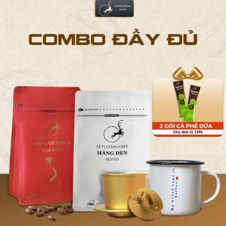 Combo đầy đủ, combo cà phê arabica khe sanh, cà phê blend măng đen, phin cà phê cao cấp, cốc cà phê cao cấp