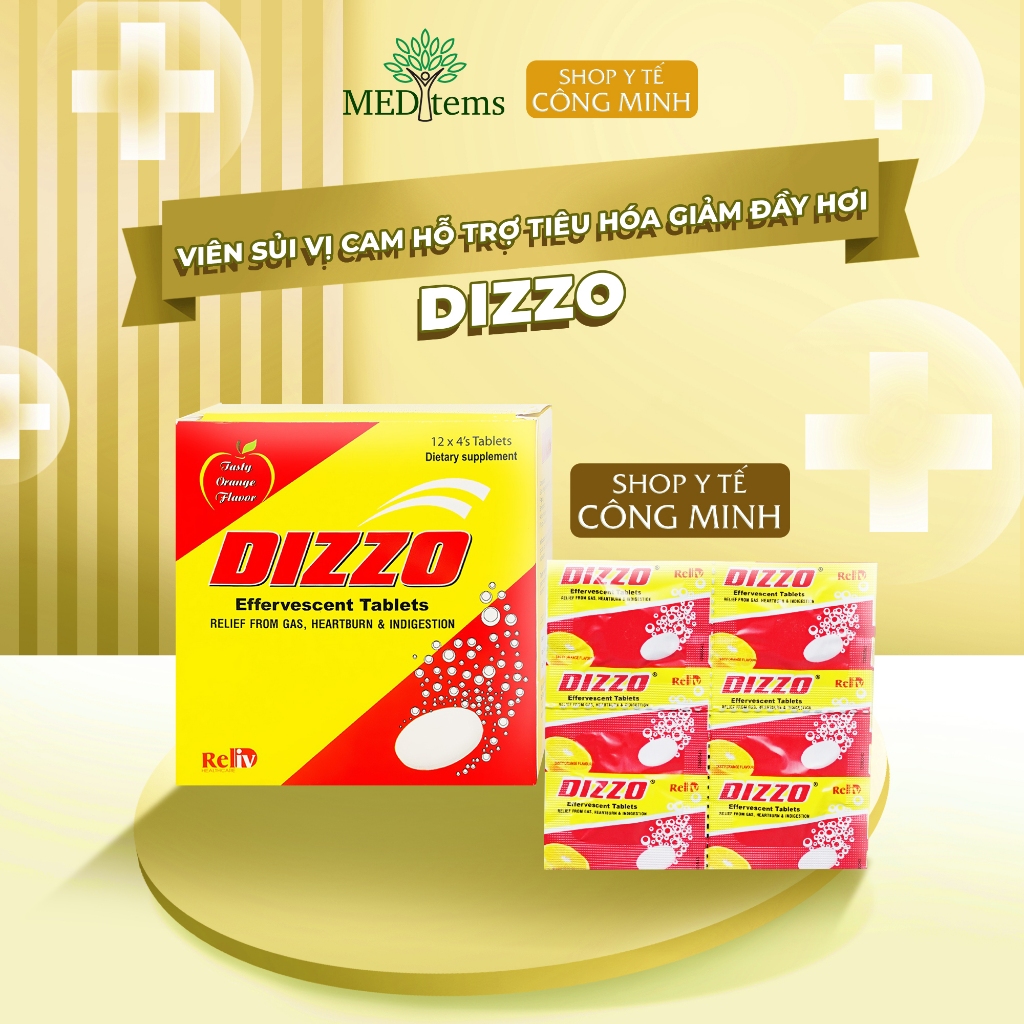 [Hàng Nhập Khẩu] Viên Sủi DIZZO Hỗ trợ tiêu hoá Giảm đầy hơi, khó tiêu, ợ chua Vị Cam