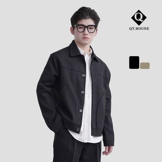 Áo khoác dạ nam Qthosue chất liệu dạ ép cao cấp, jacket  2 lớp Menswear