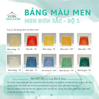 Hũ màu men gốm đơn sắc bộ 1 và 2, màu men vẽ, phủ sản phẩm, màu sắc- Vườn Nhà Gốm