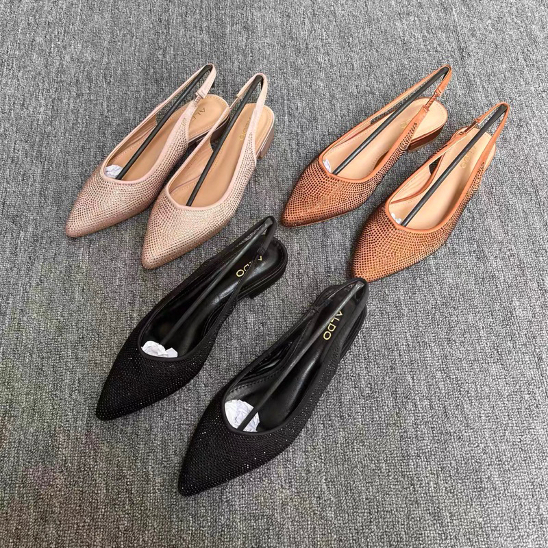 | ORDER XUẤT DƯ ALDO | Giày Bệt Mũi Nhọn Đính Đá Hở Gót Sang Chảnh