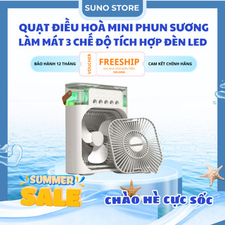 Quạt điều hoà mini phun sương dung tích 600ml, quạt điều hòa hơi nước, quạt để bàn mini làm mát 3 chế độ tích hợp đènLED