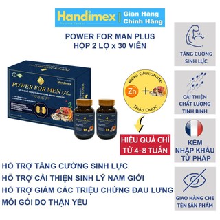  Viên Uống Bổ Thận Tăng Cường Sinh Lý Nam Giới POWER FOR MEN Hết xuất tinh sớm Rồi loạn cương dương - Hộp 2 lọ 60 viên 