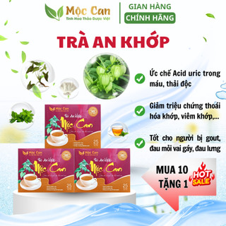 Trà an khớp Mộc Can hỗ trợ bệnh gút, giảm viêm đau, thoái hóa khớp, đào thải acid uric hộp 25 túi lọc