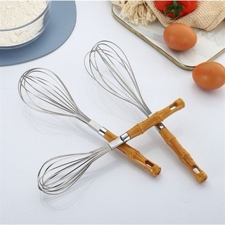 Cây đánh trứng đánh bột inox tay cầm cán gỗ