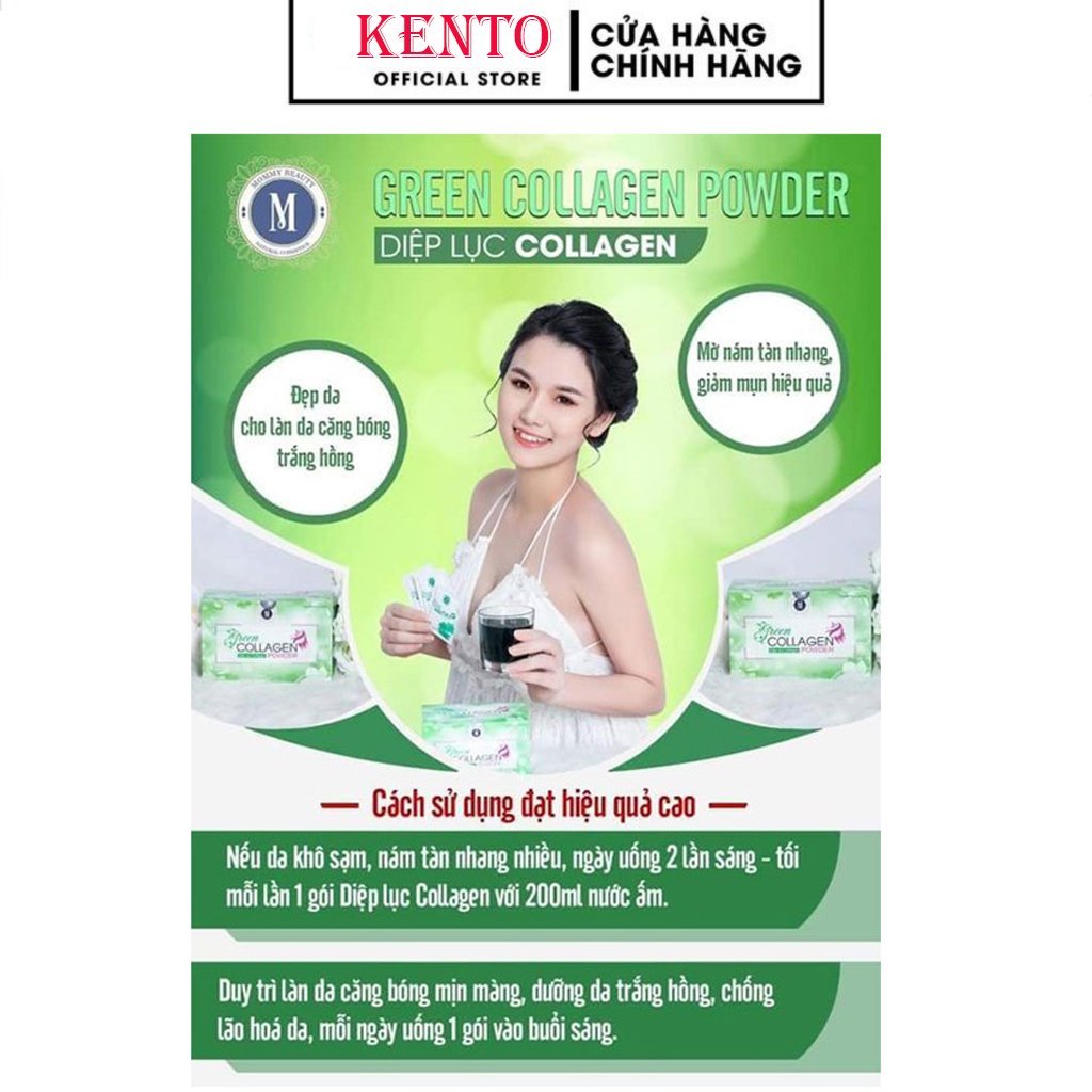 Diệp Lục Collagen Giảm Cân Green Collagen Hộp 30 Gói
