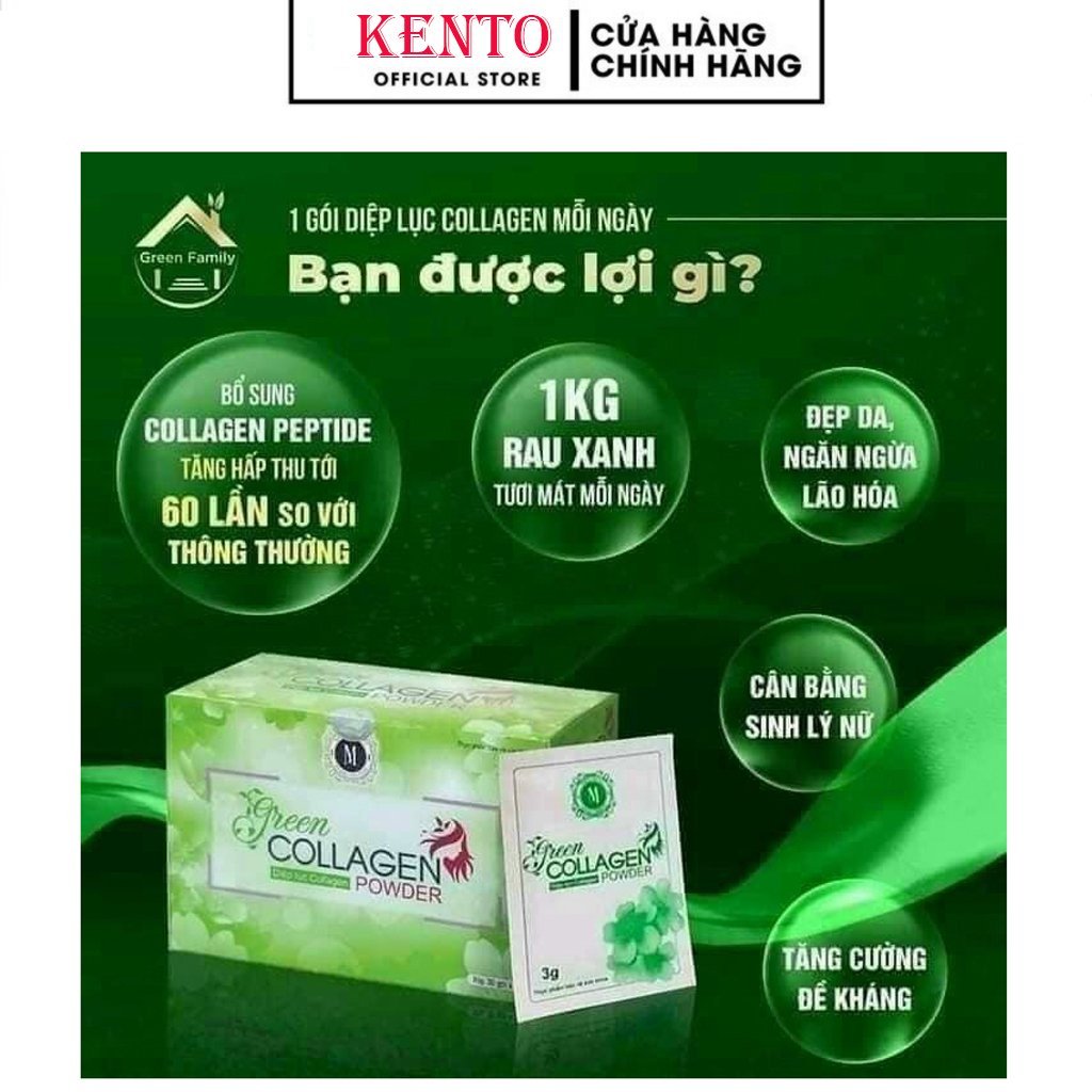 Diệp Lục Collagen Giảm Cân Green Collagen Hộp 30 Gói