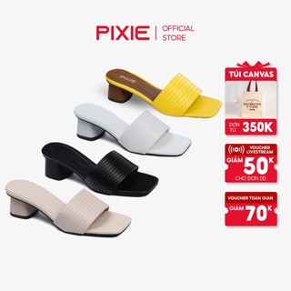 Guốc cao gót nữ 5cm kiểu quai kẻ ngang pixie e117