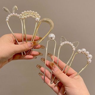 Trâm cài tóc chữ U trâm búi tóc đính ngọc trai Mim Mim Store TRAMU145