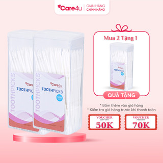 Combo 2 tăm nhựa care4u, tăm nhựa nha khoa xỉa răng 160 chiếc