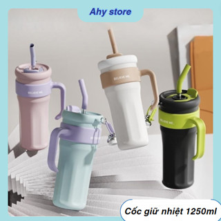 Bình giữ nhiệt Believe Me 1250ml có ống hút, ly giữ nóng lạnh inox 316 có tay cầm tiện lợi