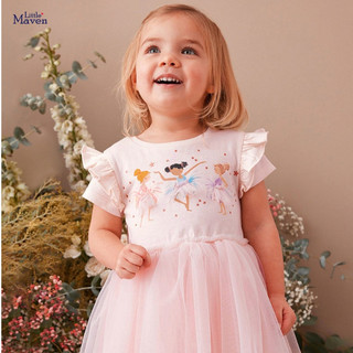 Váy thun hè hồng hoạ tiết công chúa xinh xắn cho bé gái LMS1841- TOPZKIDS