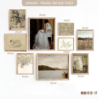 Tranh canvas decor phong cách vintage NEW1213-17, tặng kèm đinh treo