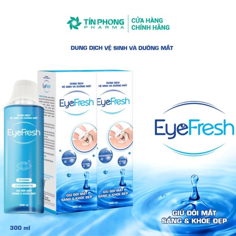 Nước Rửa Mắt EyeFresh Kèm Cốc Rửa Vệ Sinh Mắt, Sạch Cặn Trang Điểm & Dưỡng Mắt, Chai 300ml