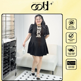 OOTD BIGSIZE | Đầm tiệc xếp li lưới ngực đính nơ ngắn