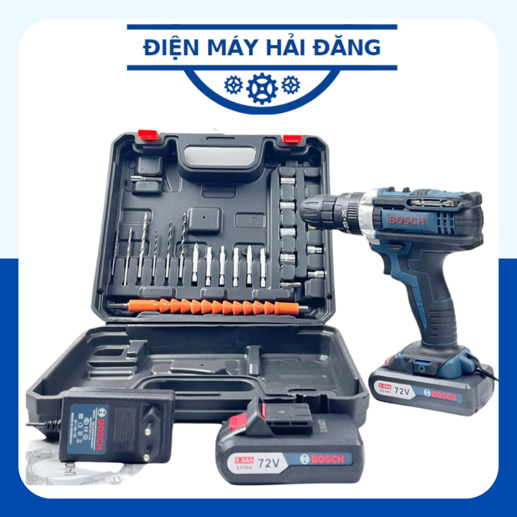 Máy Khoan Pin Bosch 72v, Máy Khoan Cầm Tay 3 Chức Năng Tặng Bộ Phụ Kiện 24 Chi Tiết