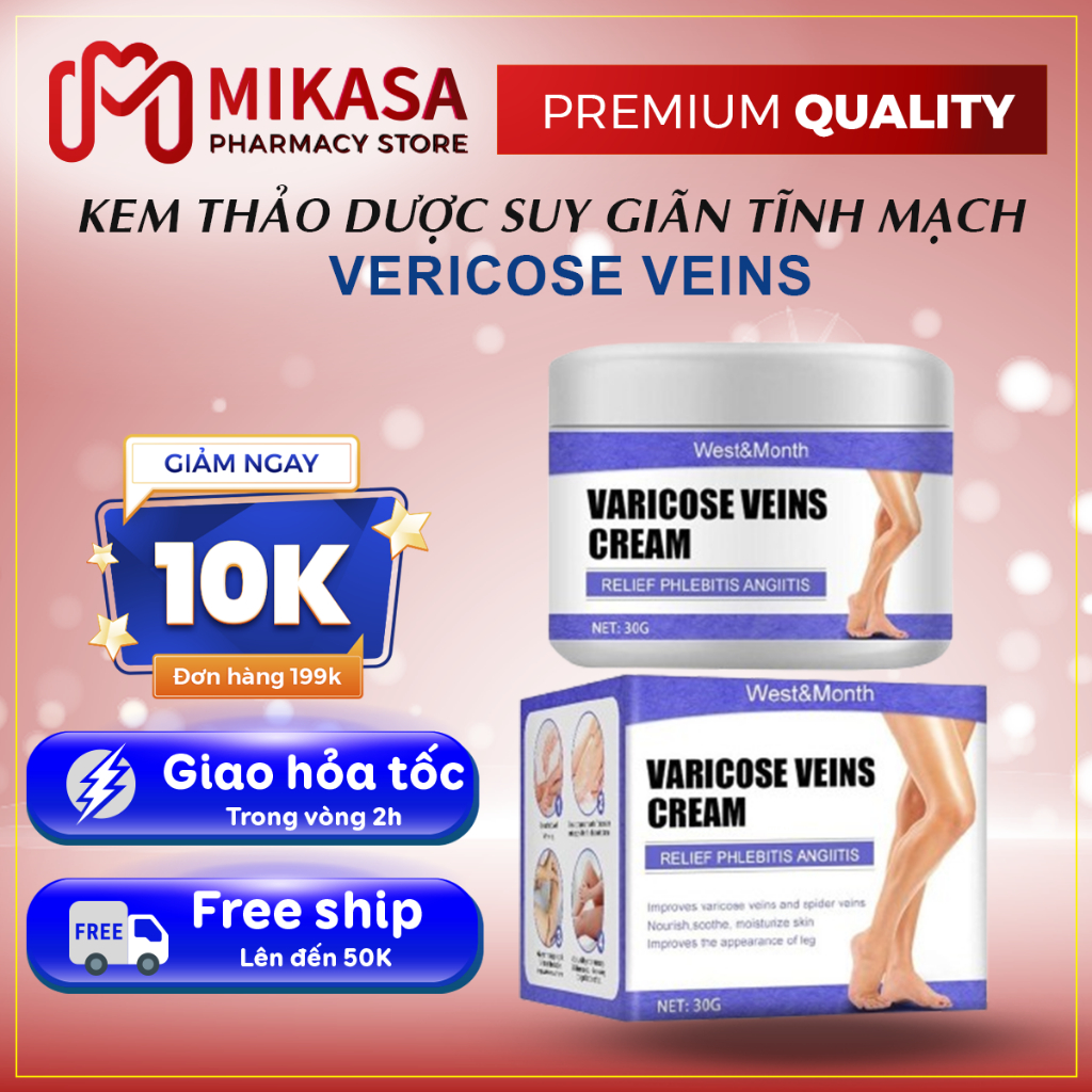 Kem Varicose Veins Cream, Kem Dược Liệu Cải Thiện Suy Giãn Tĩnh Mạch Giúp Làm Dịu Và Hỗ Trợ Lưu Thông Tĩnh Mạch
