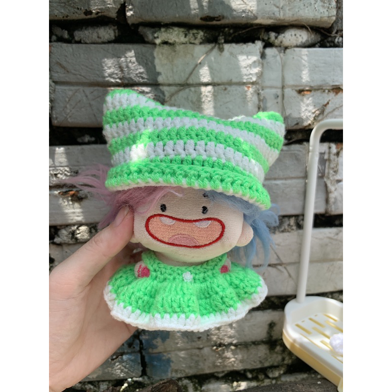 Oufit Doll 10cm-Set mũ tai mèo và váy xoè rộng