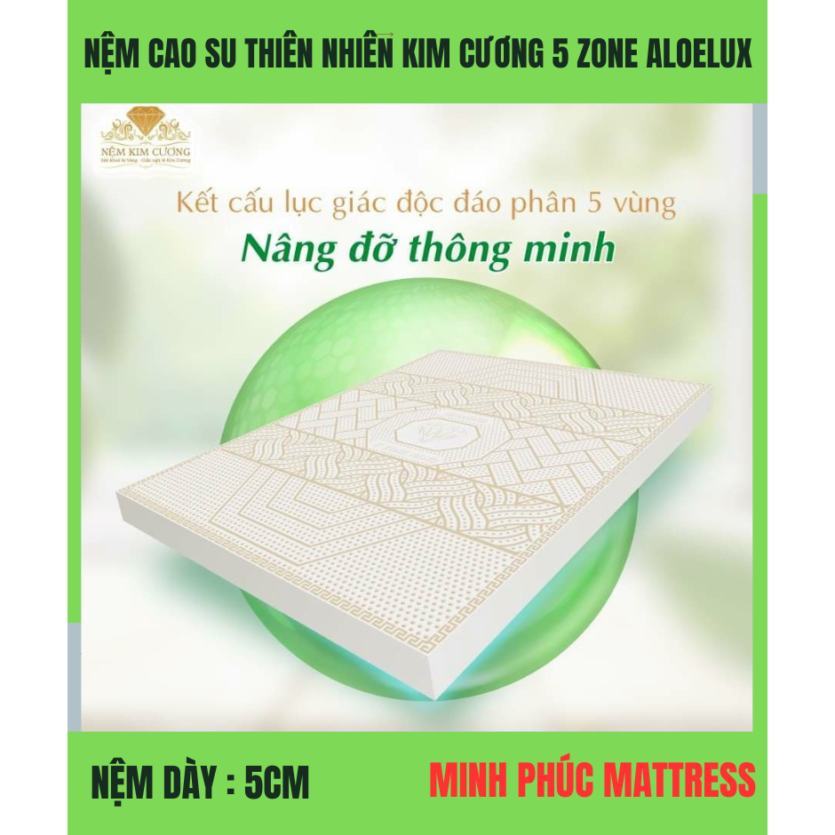 Nệm cao su thiên nhiên kim cương 5zone Alolux ( 5cm )