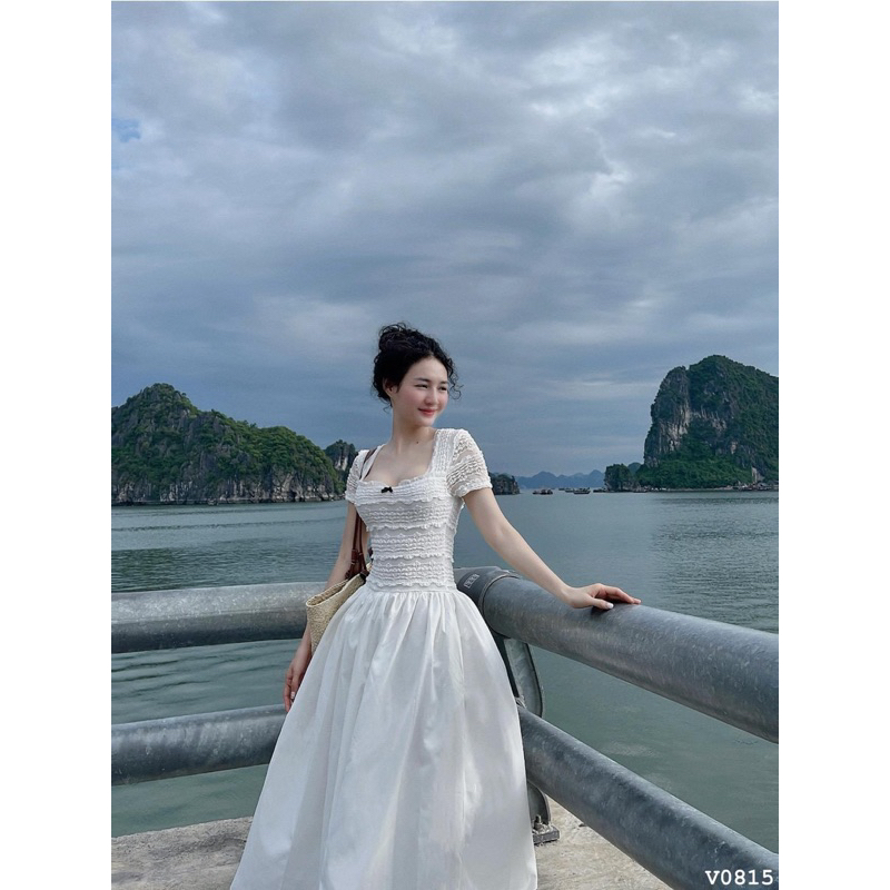 ĐẦM MAXI XOÈ PHỐI REN TIỂU THƯ ĐẦM HAI LỚP