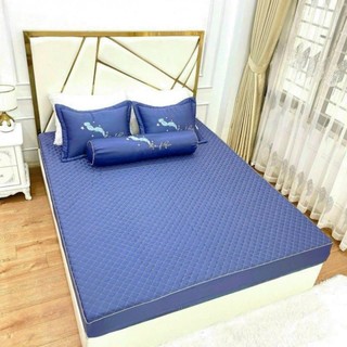 Bộ ga gối phi lụa trần bông,bộ ga gối 4 món trần thêu cao cấp.