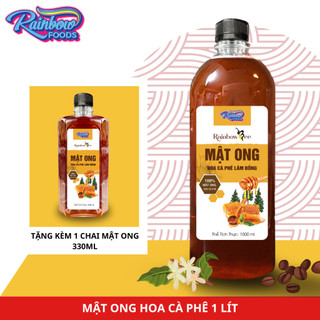 1 lít mật ong núi hoa cà phê lâm đồng rainbow bee - tặng chai 330ml