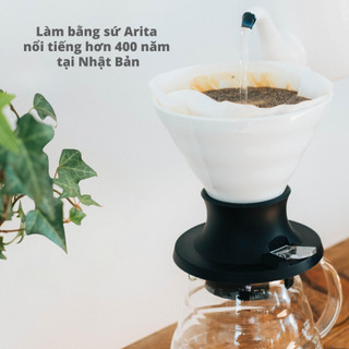 Phễu Hario Switch sứ trắng Immersion Dripper size 02 kèm giấy lọc (có nút tắt/mở để ngâm/ủ cà phê)
