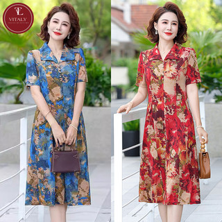 Đầm Trung Niên Sang Trọng Cao Cấp VITALY,Váy Nữ Cho Mẹ Đẹp Đi Chơi Dự Tiệc Du Lịch Dáng Dài Suông 40,50,60 Tuổi D6