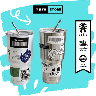  Ly giữ nhiệt Thái 900ml nắp chỗng tràn inox 304 kèm ống út và cọ rửa tiện lợi ly uống nước cao cấp 