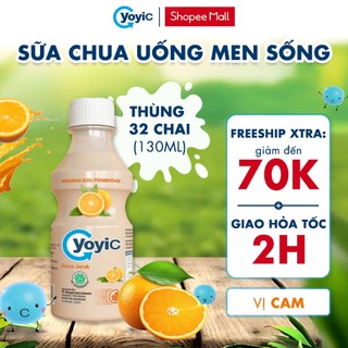 1 thùng sữa chua uống yoyic lên men sống vị cam 50 tỷ lợi khuẩn hỗ trợ tiêu hoá 130ml