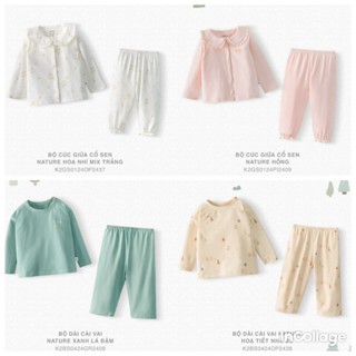 Chaang bộ dài tay cổ sen, cúc vai Nature dành cho bé từ 6 tháng đến 5 tuổi AW2024D10