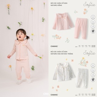 [CHÍNH HÃNG] Bộ áo dài tay quần dài cúc giữa cổ sen nature Chaang