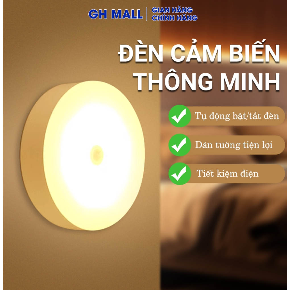 Đèn Ngủ Cảm Biến Thông Minh GUANGHE Gắn Tường Cầu Thang Tủ Quần Áo Thông Minh Sạc USB Giúp Bảo Vệ Mắt