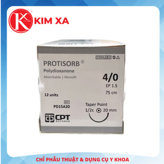 CHỈ PHẪU THUẬT TỰ TIÊU TAN CHẬM CPT PROTISORB® POLYDIOXANONE SỐ 4/0 - PD15A20 (hộp 12 tép)