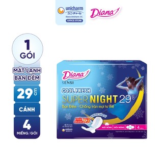Băng vệ sinh Diana Sensi Cool Fresh Night 29cm 4 miếng/gói