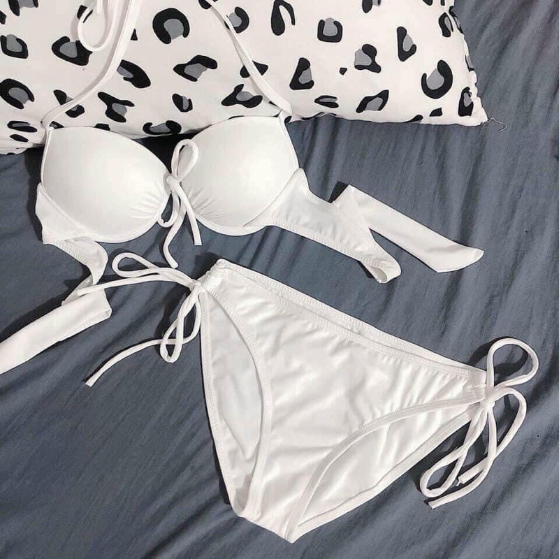 {Hàng sẵn có} Bikini đồ bơi 2 mảnh gọng cột nơ nâng mút dày dáng basic