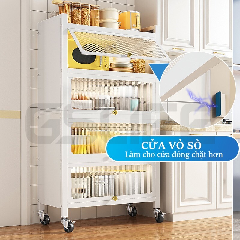 Gslife Kệ Để Đồ 70/80cm-Kệ Nhà Bếp Đa Năng Kệ Để Nôi, Kệ Lò Vi Sóng,Có Bánh Xe, Chống Bụi