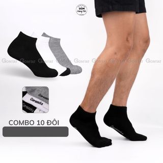 Set 10 đôi tất nam nữ CỔ NGẮN GOM hàng VNXK vải dày vừa, vớ cổ thấp nam nữ chất liệu cotton thoáng mát khử mùi