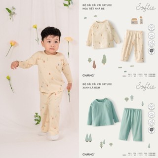 Bộ quần áo dài tay chất cotton họa tiết in tràn trẻ em Chaang