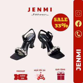 Jenmi-sandal cao gót đính đá 7cm, sandal xoàn đi tiệc cao cấp