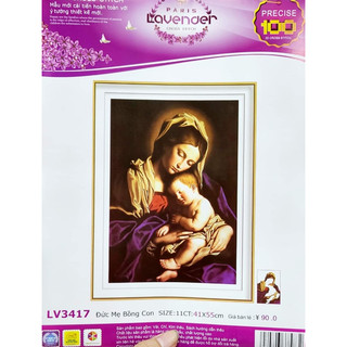 Tranh thêu Đức Mẹ bồng con LV3417 - kích thước: 41 * 55cm. (TRANH CHƯA LÀM)