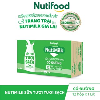 (HỎA TỐC HCM) THÙNG 12 HỘP 1L / 48 BỊCH 220ML NUTIMILK SỮA TƯƠI TƯƠI SẠCH KHÔNG ĐƯỜNG -NUTIFOOD SHOP